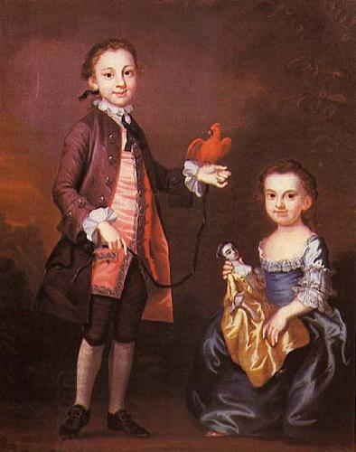 John Wollaston Portrait of Mann Page and his sister Elizabeth China oil painting art